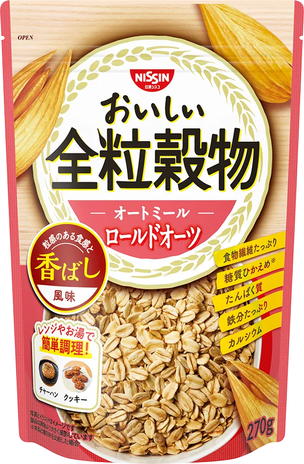 おいしい全粒穀物 オートミールロールドオーツ パッケージ画像